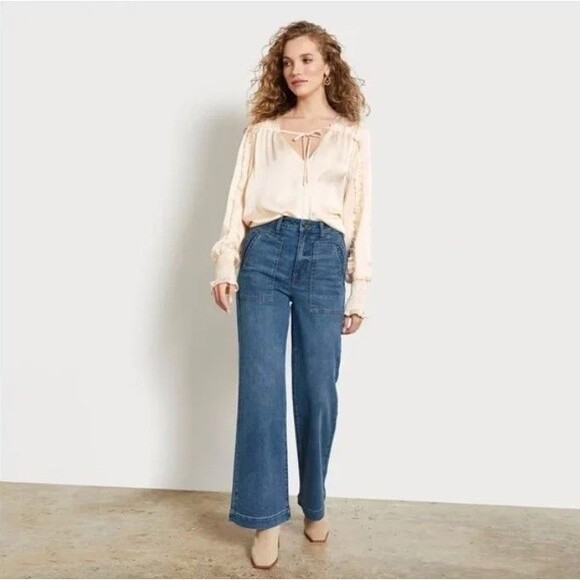 Sam Edelman Codie Med Wash High Rise Wide Leg Women's Jeans Size 29 - Picture 1 of 9